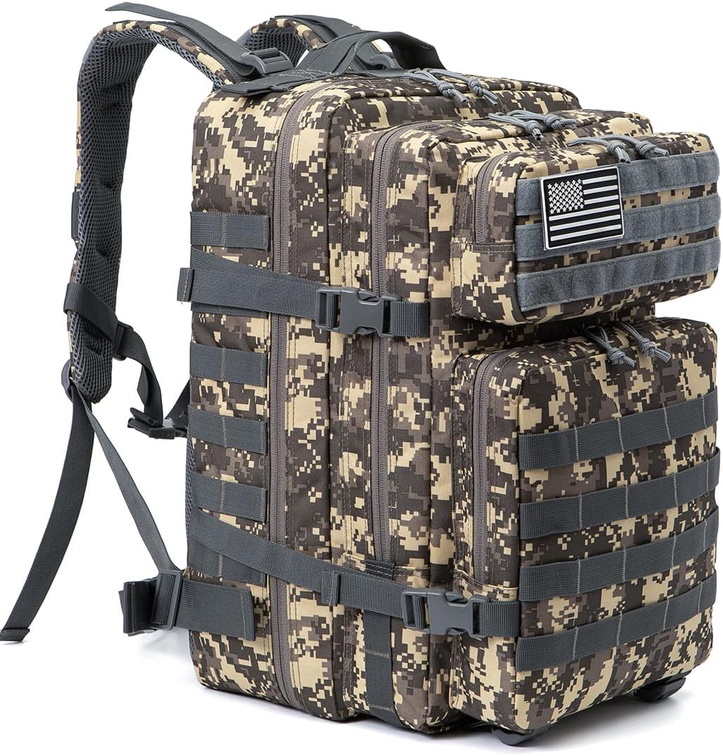 QT&QY 45L Military Tactical Backpacks Molle Army Assault Pack 3 Day Bug Out Bag Hiking Treeking Rucksack…