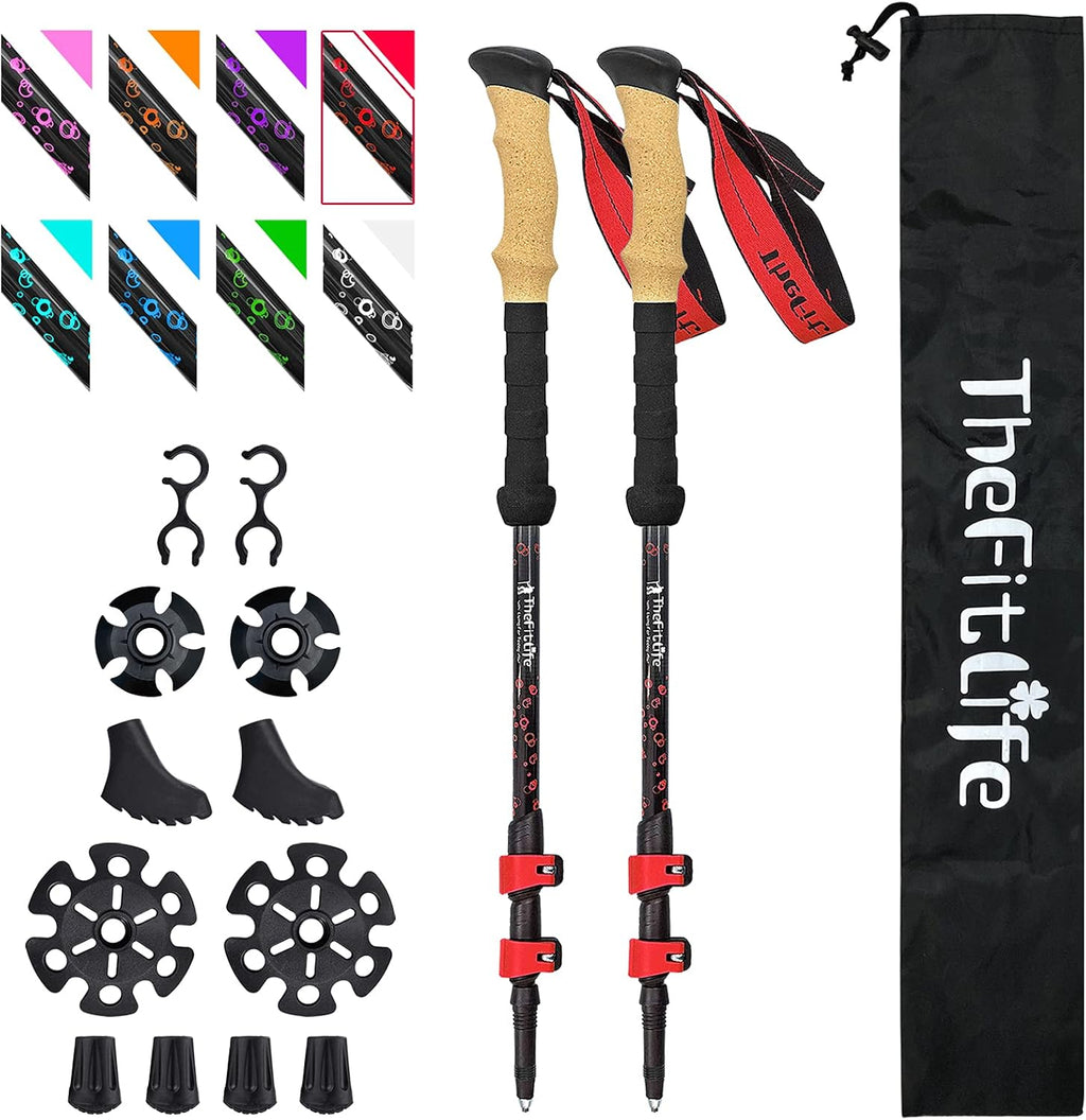 TheFitLife Carbon Fiber Trekking Poles Ultralight Walking Sticks for Hiking