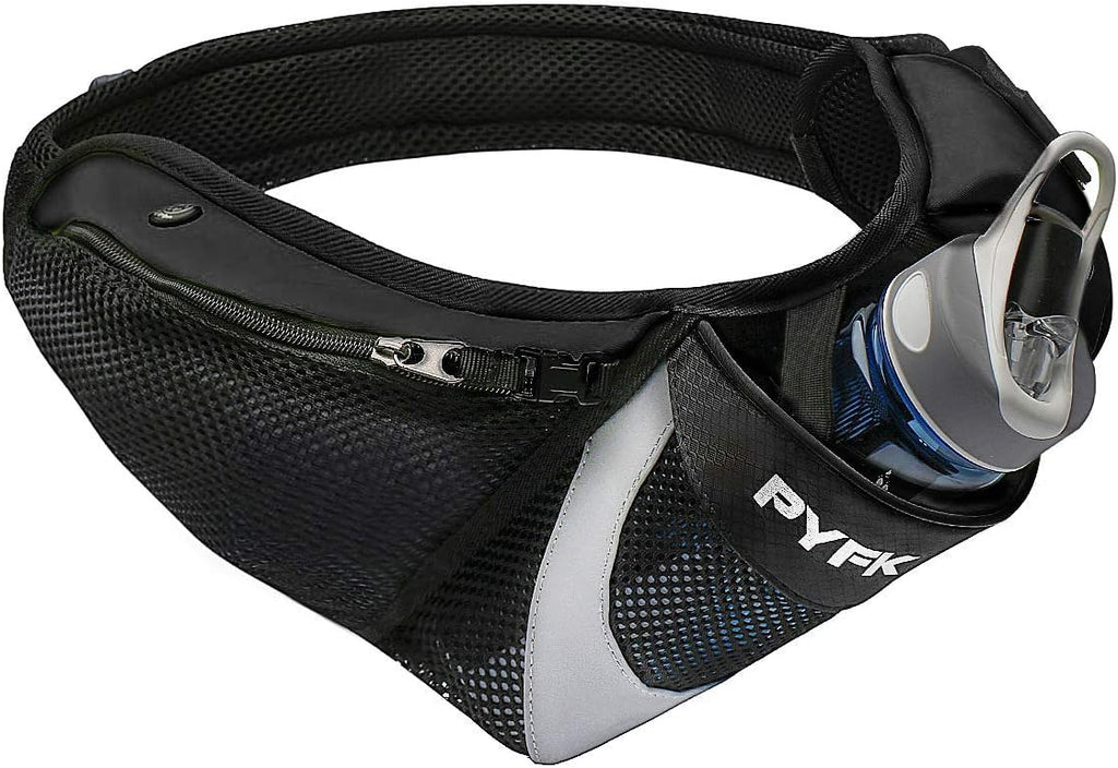 PYFK Running Belt Hydration Waist Pack with Water Bottle Holder for Men Women Waist Pouch Fanny Bag Reflective