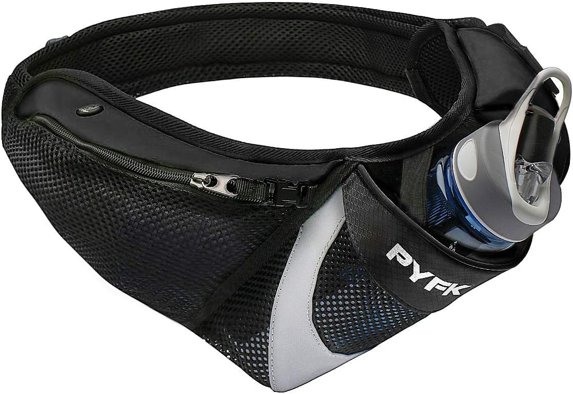 PYFK Running Belt Hydration Waist Pack with Water Bottle Holder for Men Women Waist Pouch Fanny Bag Reflective