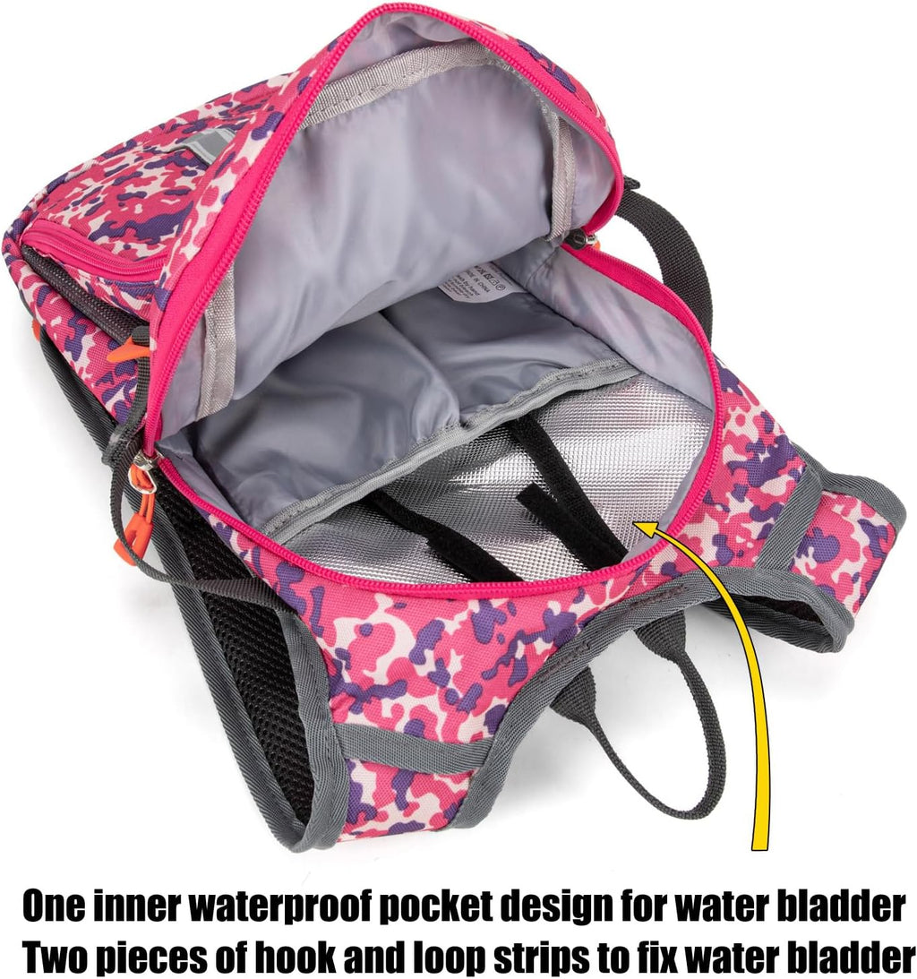 Kids Hydration Backpack, Water Hiking Backpack for Boys or Girls with 1.5L Reservoir Bladder