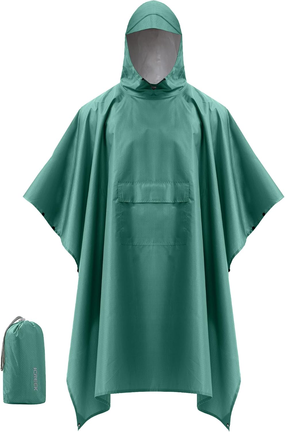 iCreek Hooded Rain Poncho Packable Waterproof Unisex Raincoat with Pocket