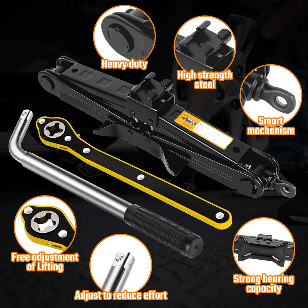 Scissor Jack Car Jack Kit, 2.5 Ton (5512 lbs)