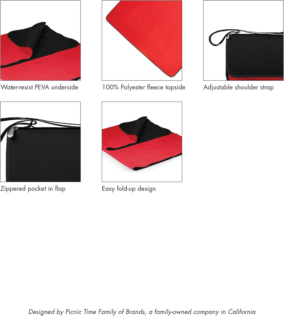 ONIVA - a Picnic Time brand Blanket Tote Outdoor Picnic Blanket, Beach Blanket, Camping Blanket 59x51 inches