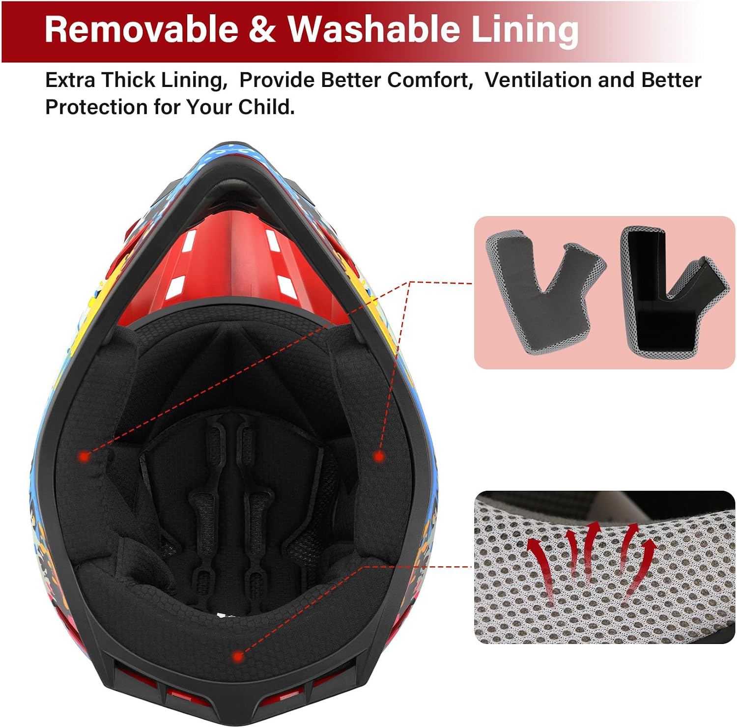 SLMOTO Youth Dirt Bike Helmets DOT Youth Kids Motocross Offroad Street Dirt Bike Helmet Motorcycle ATV Full Face Helmet with Goggles Gloves, Spray Graffiti Medium