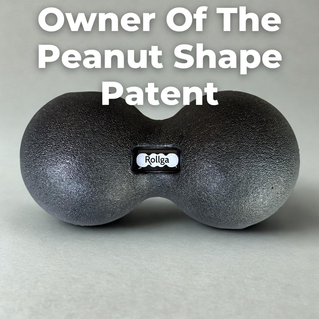 Rollga Peanut - The Better Peanut Ball Roller for Deep Tissue Massage, Mobility, Physical Therapy, Double Lacrosse Ball Massage, Back Pain, Myofascial Release, Muscle Knots, Suboccipital, & Acupoint