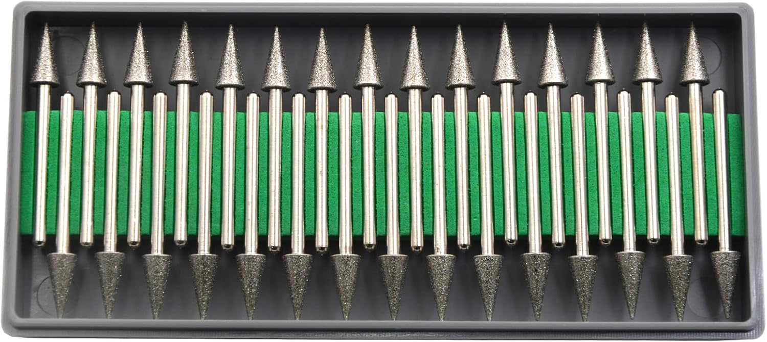 30Pcs 6mm Triangular Head,3mm Shaft,Diamond Stone Abrasive Burs Burr Grit Bits for Rotary Tool Grinding Head Jewelry Lapidary Woodworking (Triangular 6mm)