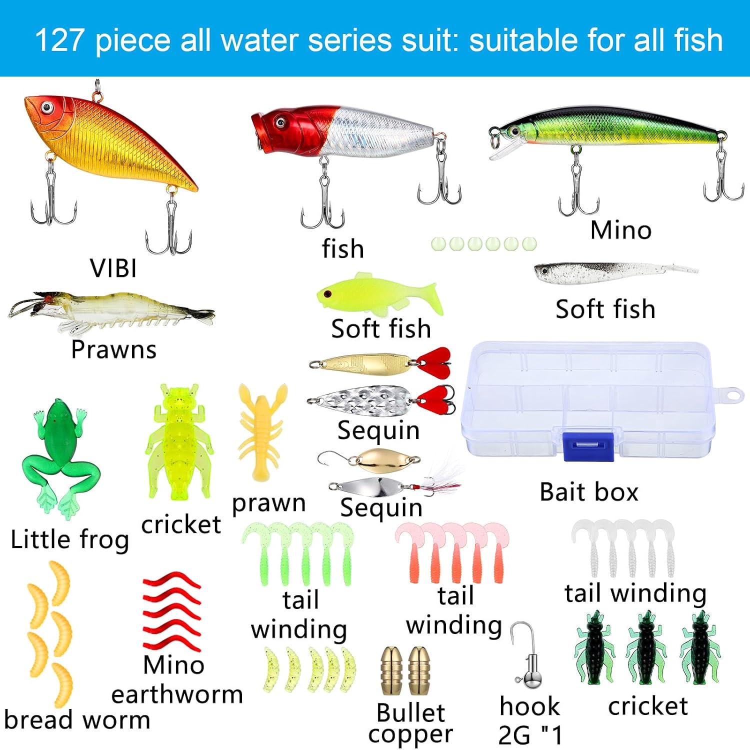 Sosation 134 Pcs Fishing Tool Beginner Starter Kit