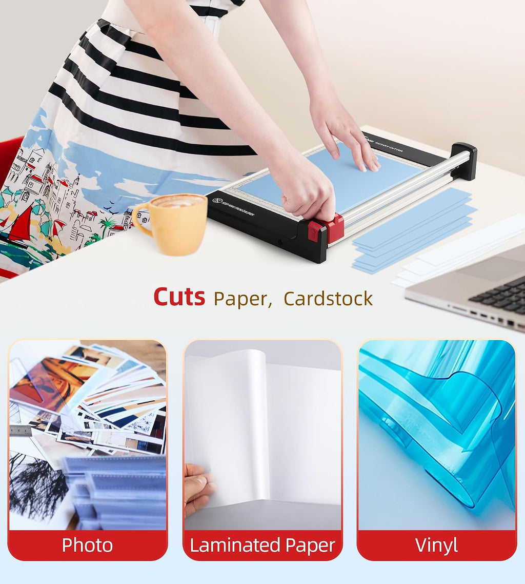Firbon 12 Inch Rotary Paper Trimmer with Replaceable Blade