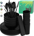 Wheat Straw Dinnerware Sets For 4 - Alternate To Black Plastic Dishes - Dishwasher Microwave Safe Plates And Bowls Sets - Unbreakable Wheat Straw Plates And Bowls - Camping Dishes