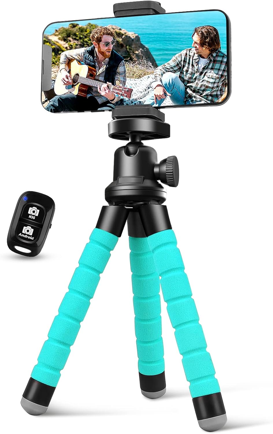 Aureday Phone Tripod, Flexible Tripod for iPhone and Android Cell Phone, Come with Wireless Remote and Clip for Video Recording/Vlogging/Selfie