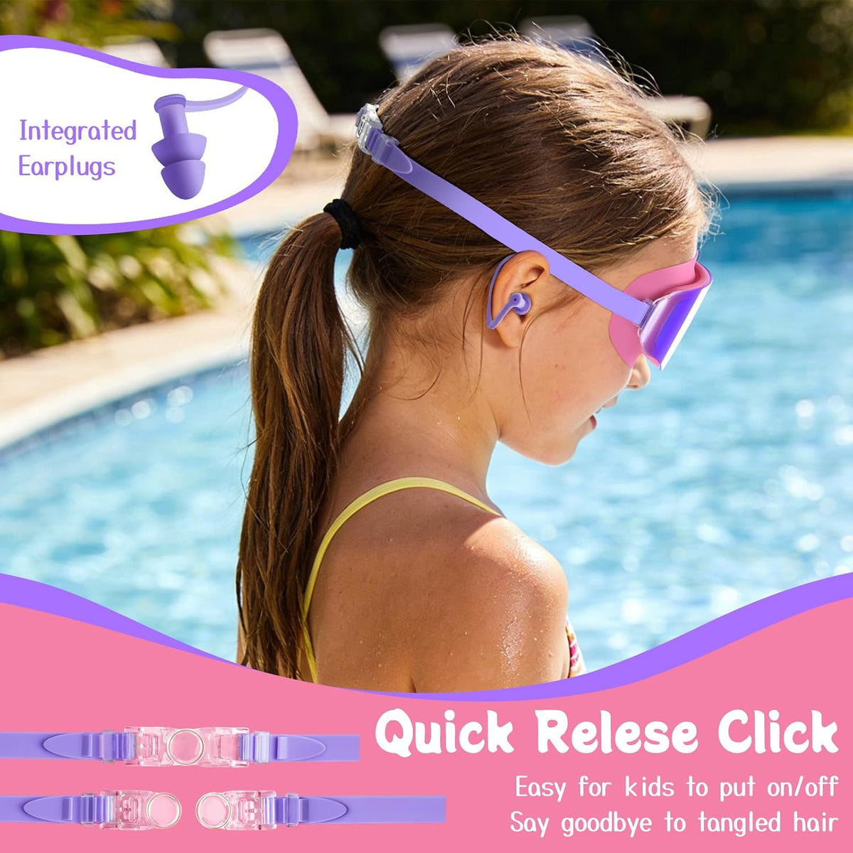 2 Pack Kids Swim Goggles for 3-15, Anti Fog UV Protection