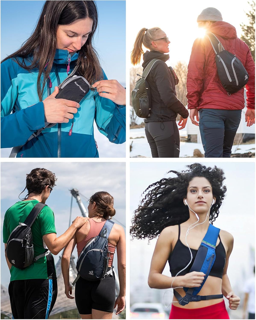 WATERFLY Crossbody Sling Bag, Small Shoulder Chest Backpack