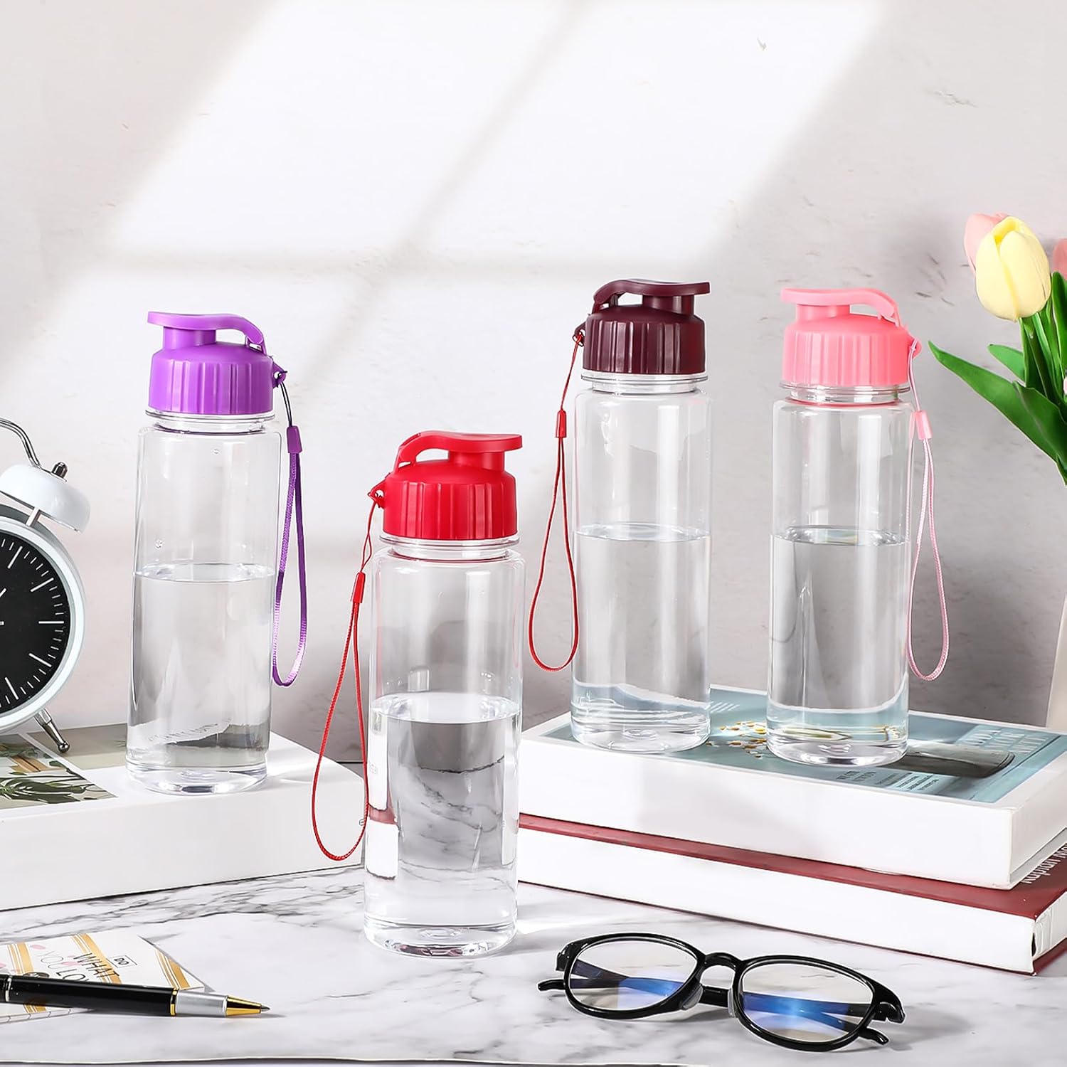Mifoci 20 Pcs Plastic Water Bottles Bulk 17 oz, Vibrant Color