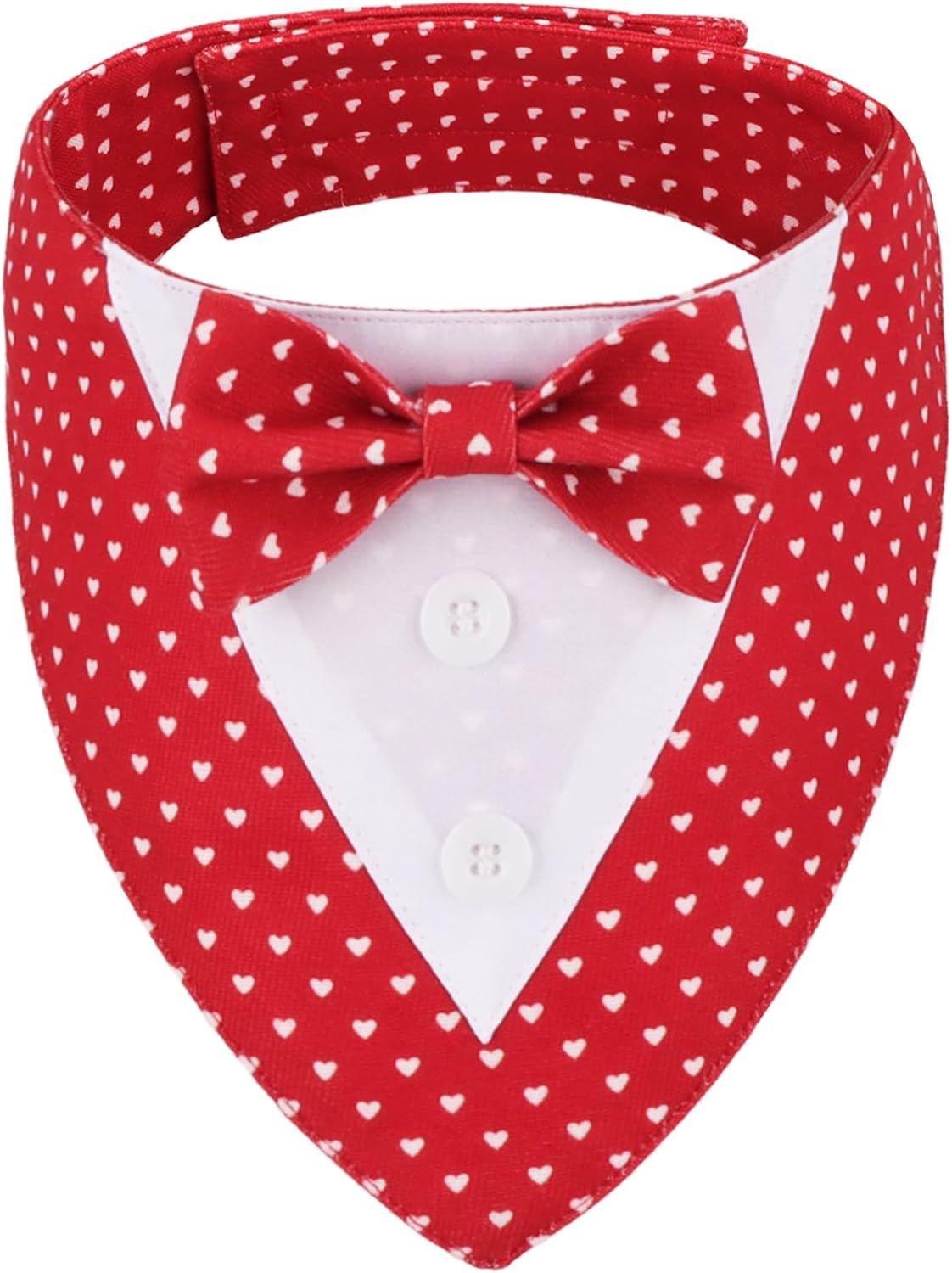 ADOGGYGO Christmas Dog Tuxedo Bandana, Red Plaid Pet Chritstmas Collar with Bowtie, Adjustable Christmas Costume for Large Dogs Pets (L)