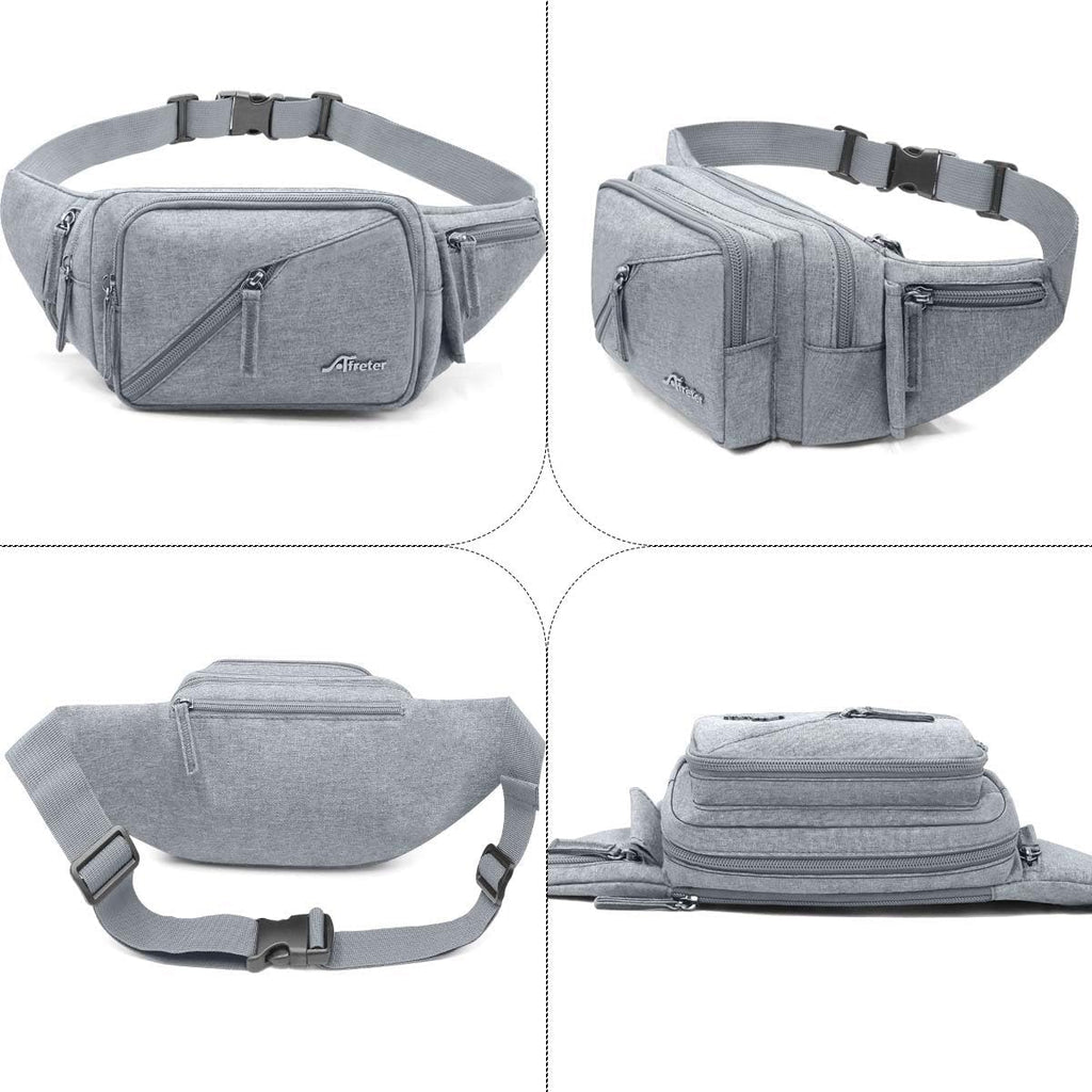 Fanny Pack Waterproof Waist Bag Pack Men Women Hip Bum Bag With Water Bottle Holder Adjustable Strap Suitable For Outdoors Workout Traveling Hiking Cycling Dog Walking Pouch Bag(Grey)