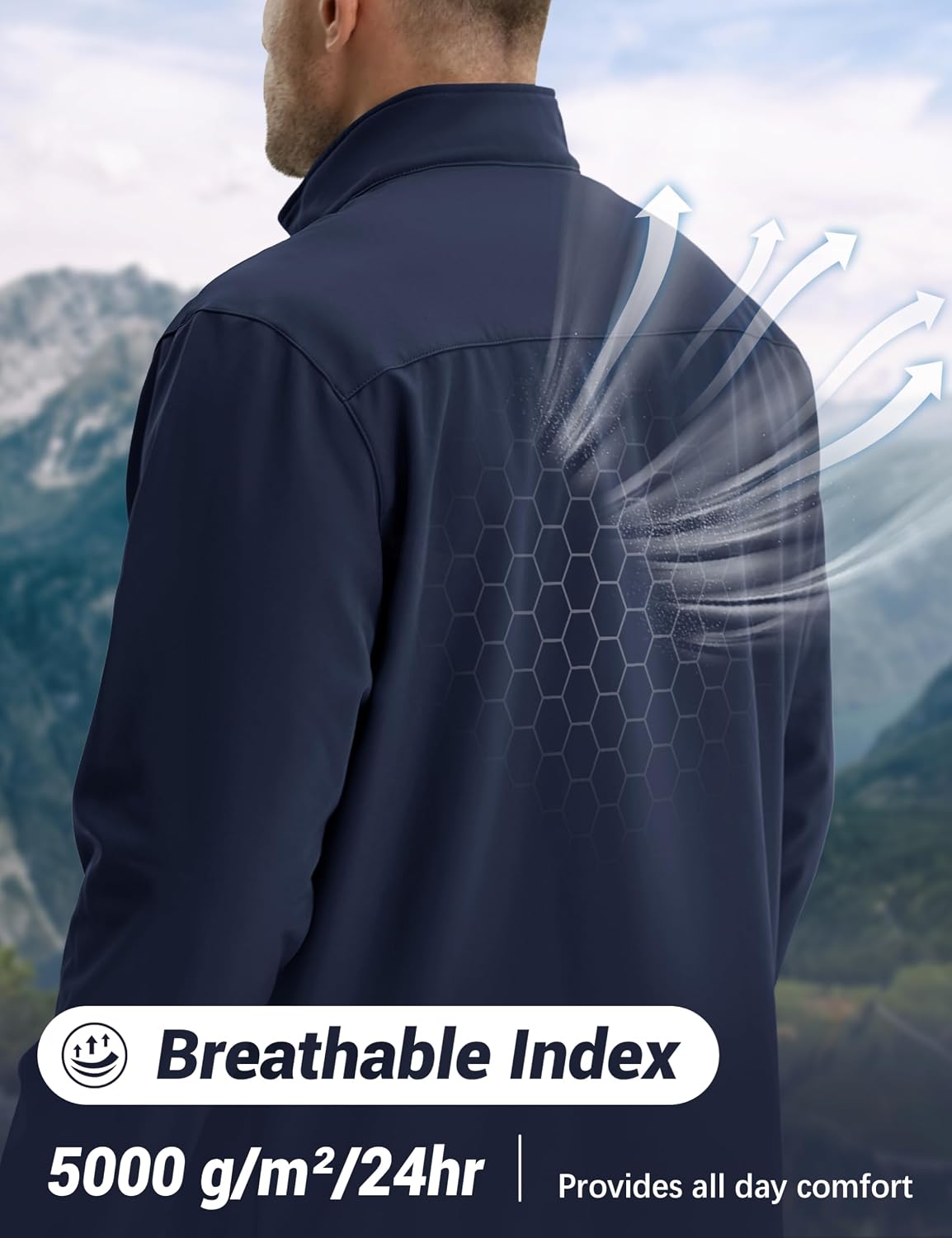 MAGCOMSEN Men's Fleece Lined Softshell Jacket Lightweight Waterproof Windbreaker Zip Up Winter Rain Coat Tactical Hiking