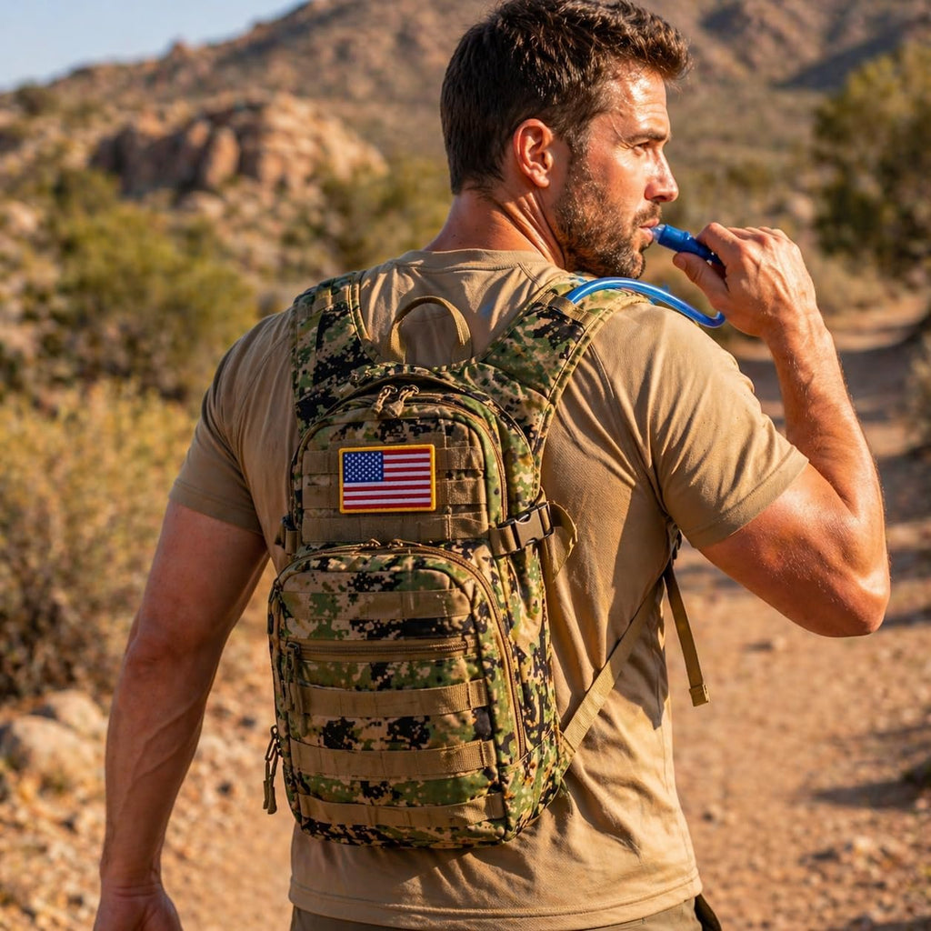 Tactical Hydration Backpack 2L Water Bladder - Lightweight Durable Pack for Hiking, Running, Outdoor Adventures, Adjustable Straps & Leak-Proof Design