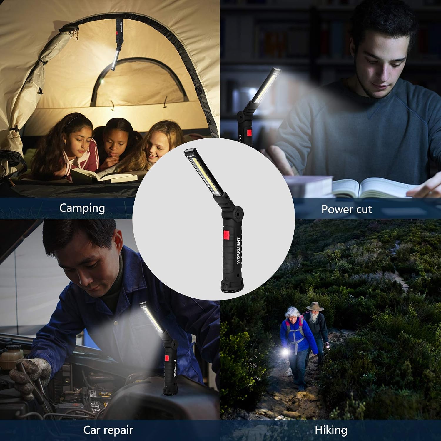 Lmaytech Tool Gifts for Men 2Pack Rechargeable LED Work Lights with Magnetic Base, 360° Rotation,Versatile Lighting for Repairs, Outdoors, Mens Gifts