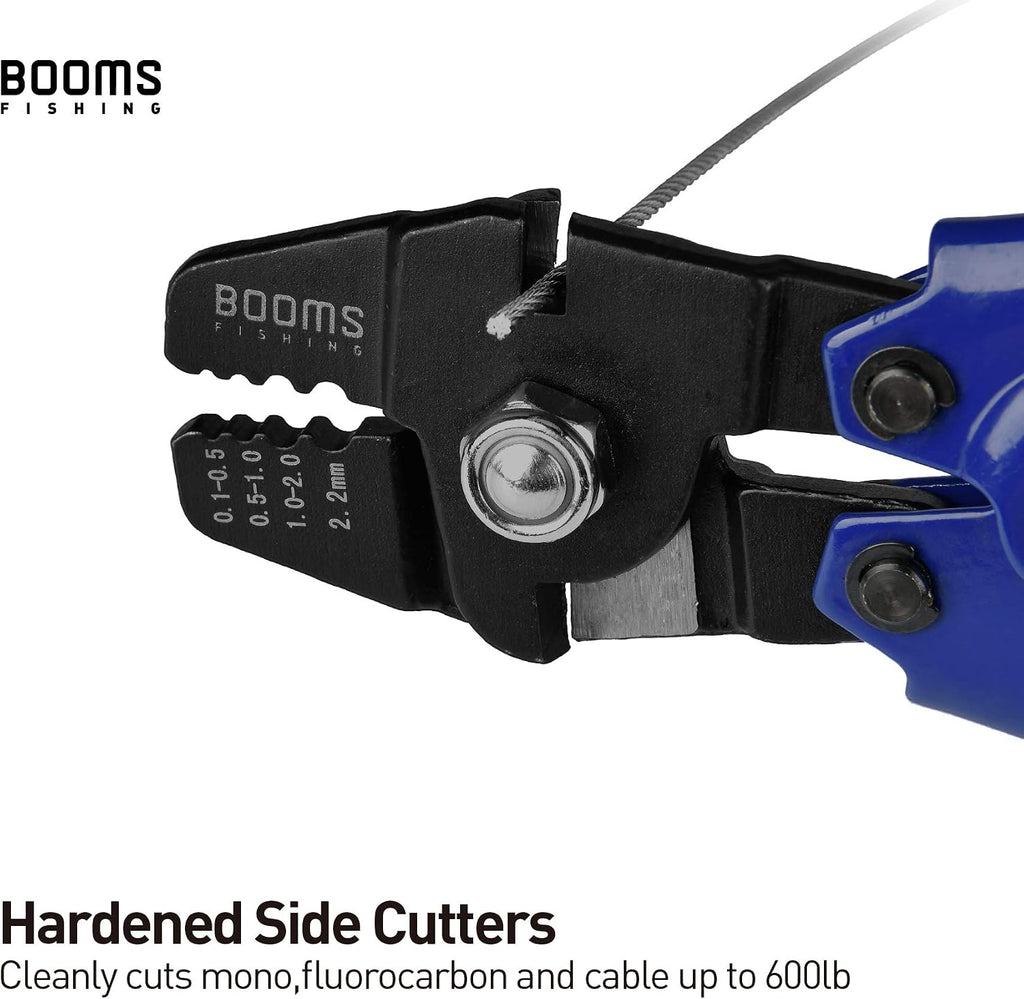 Booms Fishing CP1 Fishing Crimping Pliers, High Carbon Steel Fishing Plier Wire Rope Leader Crimping Tool, 10 inch Crimpers Swager with Ergonomic Handle