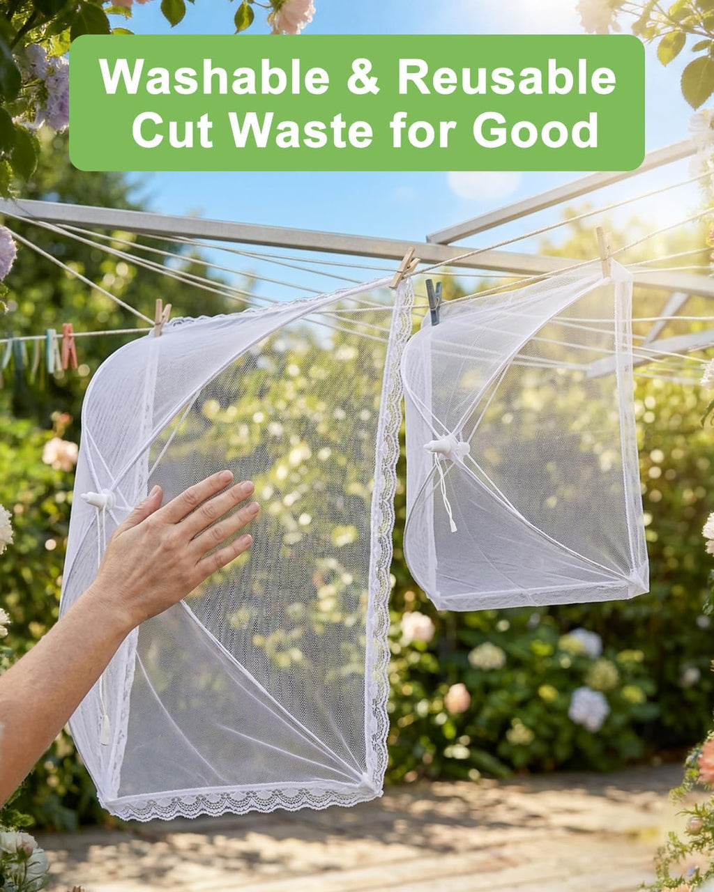 Food Covers for Outside - 2 Extra Large (40 x 25 in) & 6 Large (17 x 17 in) Pop-Up Umbrella Screen Tents- Breathable Outdoor Mesh Food Covers & Picnic Essentials - Collapsible Mesh Food Tent