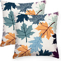 Fall Pillow Covers 18x18 Set of 2,Blue Maple Leaves Outdoor Thanksgiving