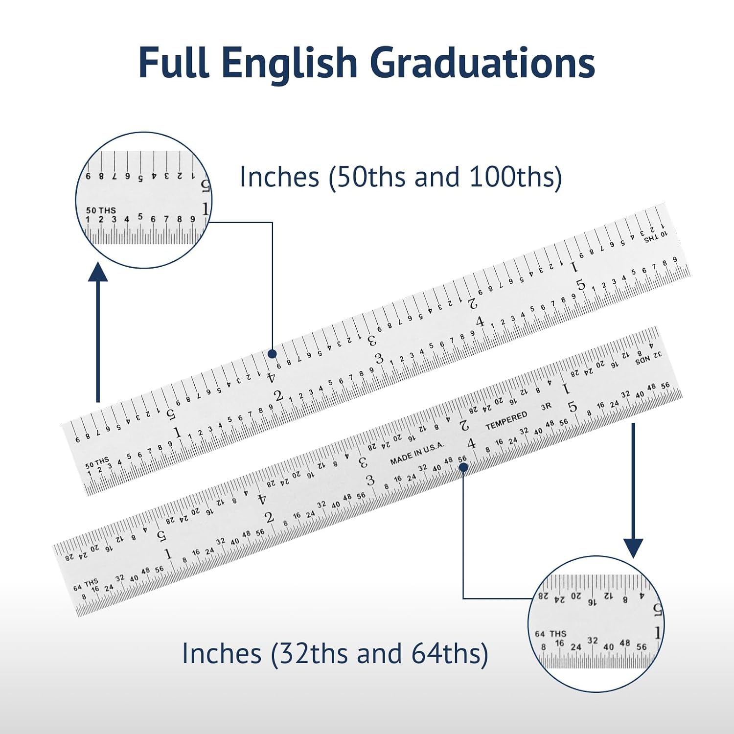 PEC Tools 18" Flexible Metal Ruler, 3R Graduation, Precision Measuring Tool