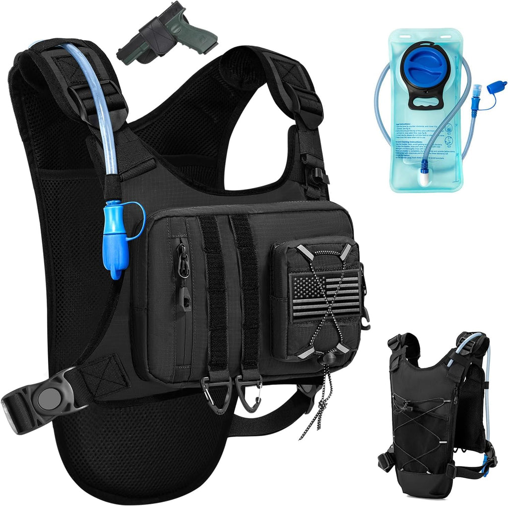 Outdoor Hydration Vest for Running & Hiking, Lightweight Breathable Water Backpack with 2.0L Bladder, Bounce-Free Chest Pack for Marathon, Cycling, Trekking for Men and Women
