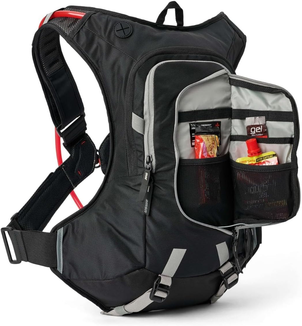 USWE Moto Hydro Hydration Pack - with Water Bladder, a High End, Bounce Free Backpack for Enduro and Off-Road Motorcycle (12L Adventure Fit Black/ Grey)