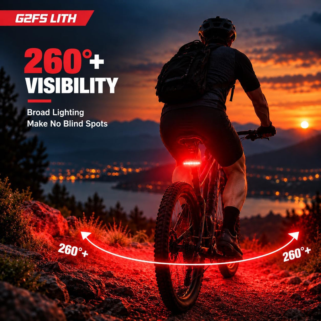 220 LM Rechargeable Bike Tail Light, IPX6 Waterproof Cycling 260° Wide Visible Safety Flashlight,Can emit a Large Light spot 5 Light Mode for Adult Kid Road Mountain Accessories for Night Ride