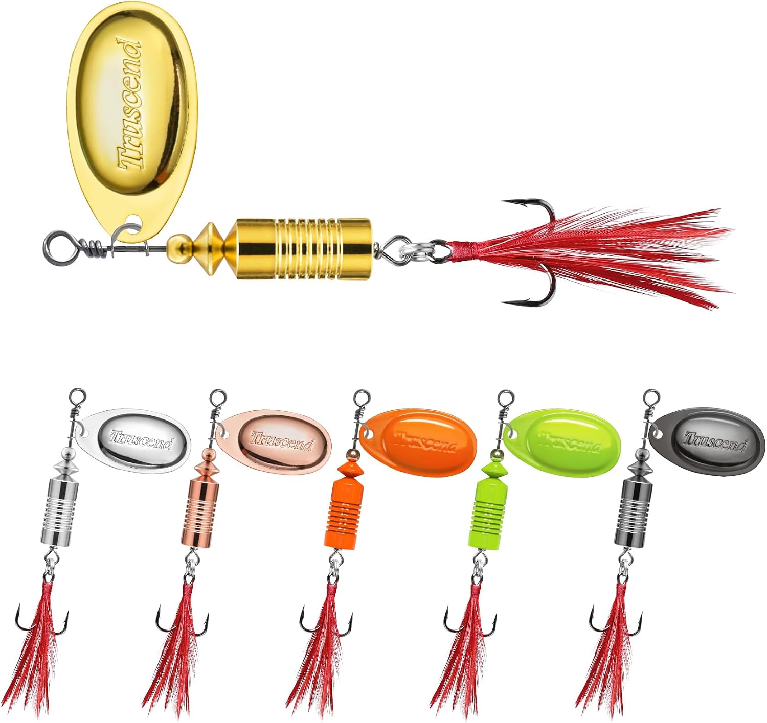 TRUSCEND Swim or Jig Fishing Spinner Baits for Freshwater and Saltwater, Rooster Tail Fishing Lures for Trout Bass Walleye Crappie Salmon Pike, Blade Bait with Copper Blade