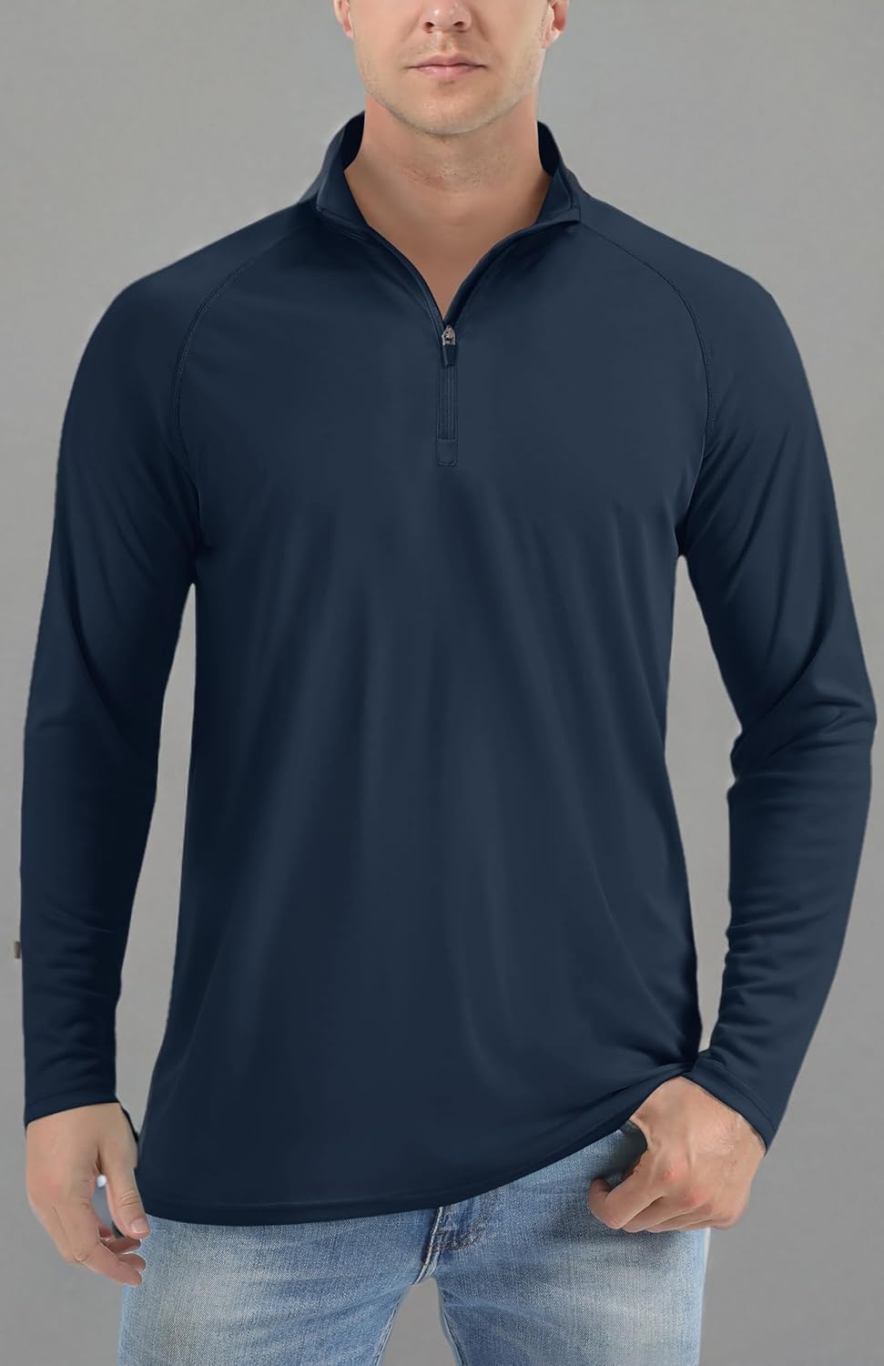 TACVASEN Men's Long Sleeve Athletic Shirts 1/4 Pullover Zip Sun Protection Rash Guard UPF 50+ Outdoor Running T-Shirts