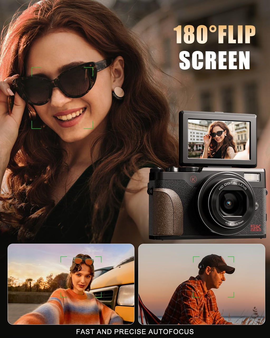 NBD 5K 64MP Digital Cameras for Photography, 18X Digital Zoom, Flip Screen