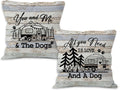 Camping Rv Pillow Covers 18x18 Set of 2, Camper Dog Campsite Pillow Covers for Home Bedroom Couch, You and Me and The Dogs,Camping Gifts for Women
