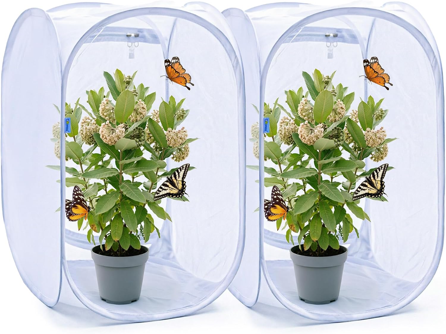 Pop-up Butterfly Habitat Cage Terrarium Clear Mesh Enclosure 2‑Pack