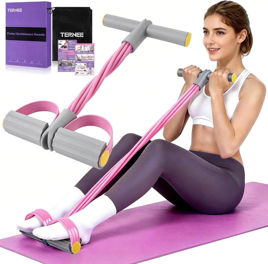 Pedal Resistance Band with Handle, Foot Pedal Resistance Band for Women, Multifunction Exercise Bands for Home Gym Full Body & Working Out