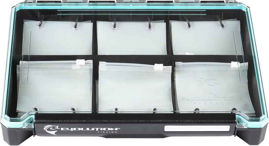 Evolution Fishing BallistiX Blade Runner Tackle Tray - Waterproof, Spinnerbait & Buzzbait Storage, 24 Rust-Resistant Baggies, 6 Sections, Fits 3700 Tackle Box, QuikLatch