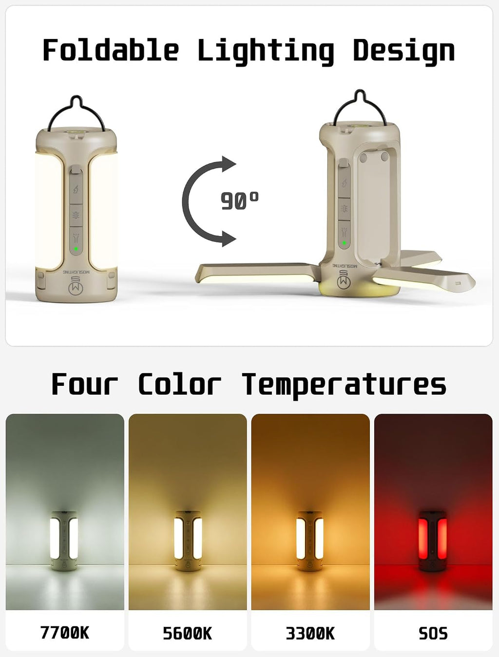 3 in 1 Folding Camping Lantern Rechargeable, 10000mAh Foldable LED Light for Tent Outdoor, IP54 Waterproof, 1500LM Camping Lights, Portable LED Flashlight, 5 Mode