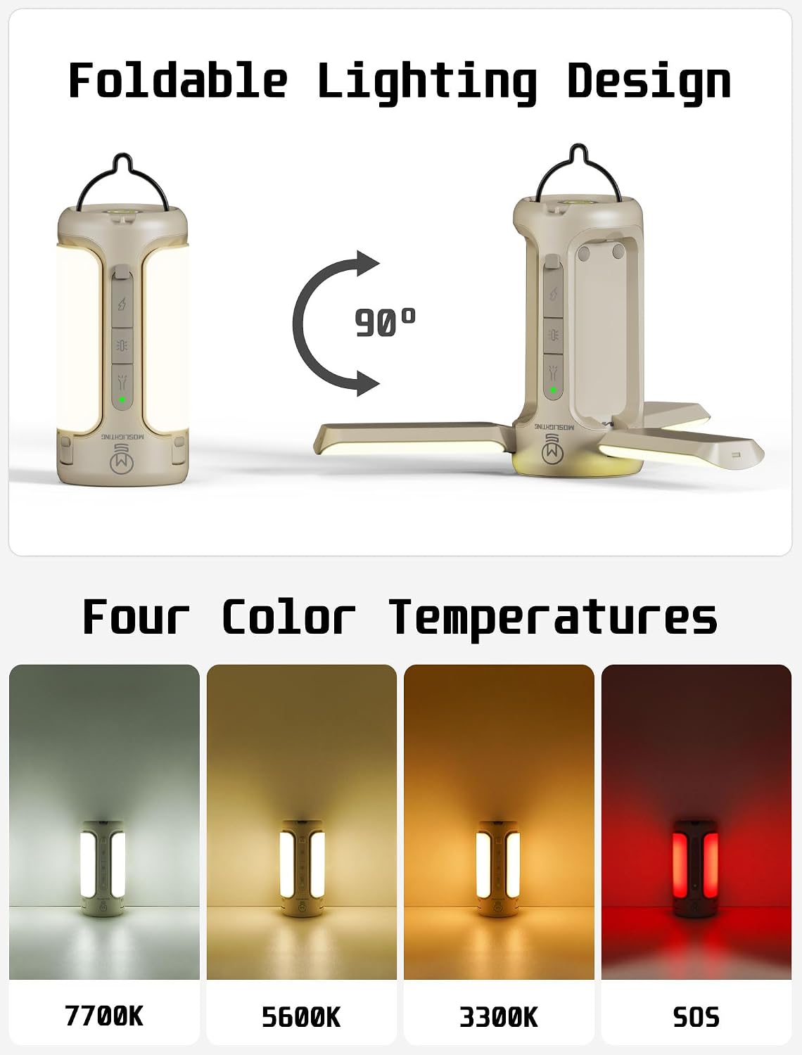 3 in 1 Folding Camping Lantern Rechargeable, 10000mAh Foldable LED Light for Tent Outdoor, IP54 Waterproof, 1500LM Camping Lights, Portable LED Flashlight, 5 Mode