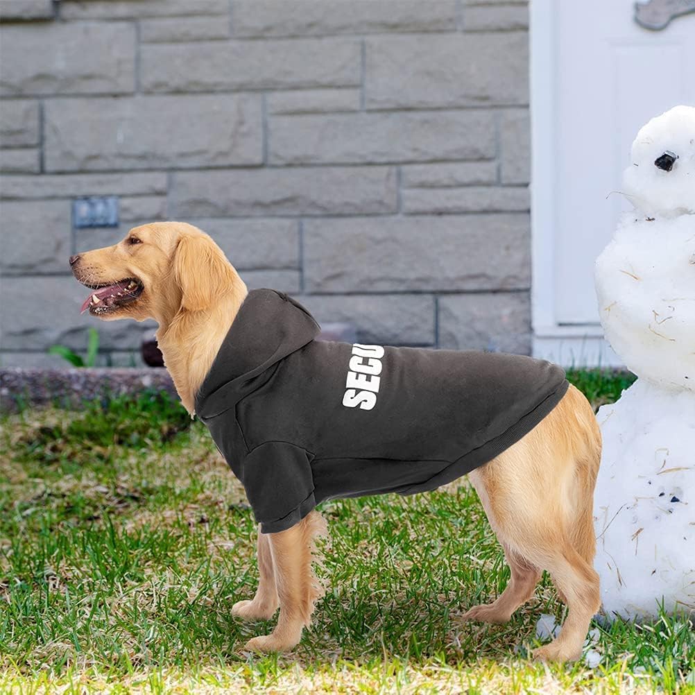 BINGPET Security Dog Hoodie, Pet Sweater Clothes with Leash Hole, Black