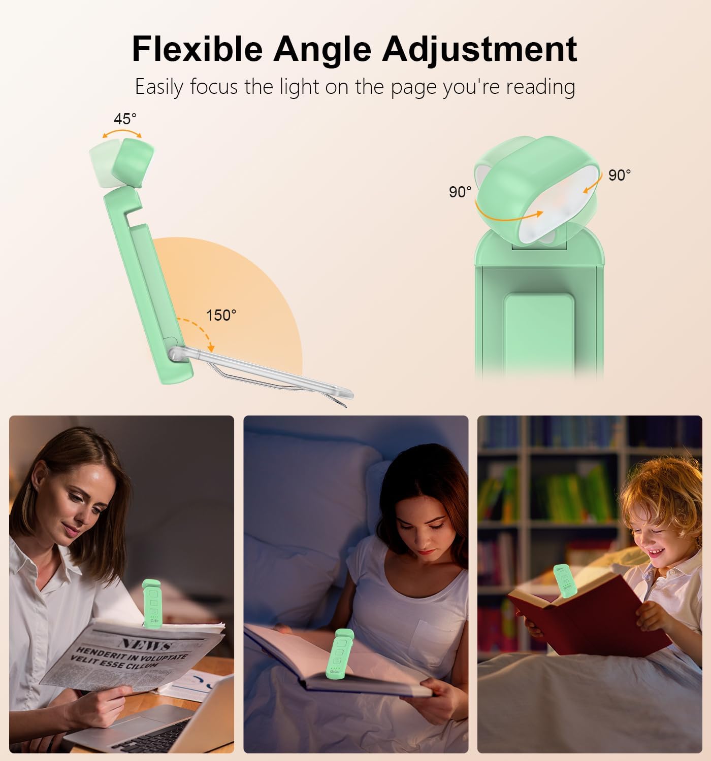 Gritin Reading Light, Rechargeable Book Light for Reading in Bed