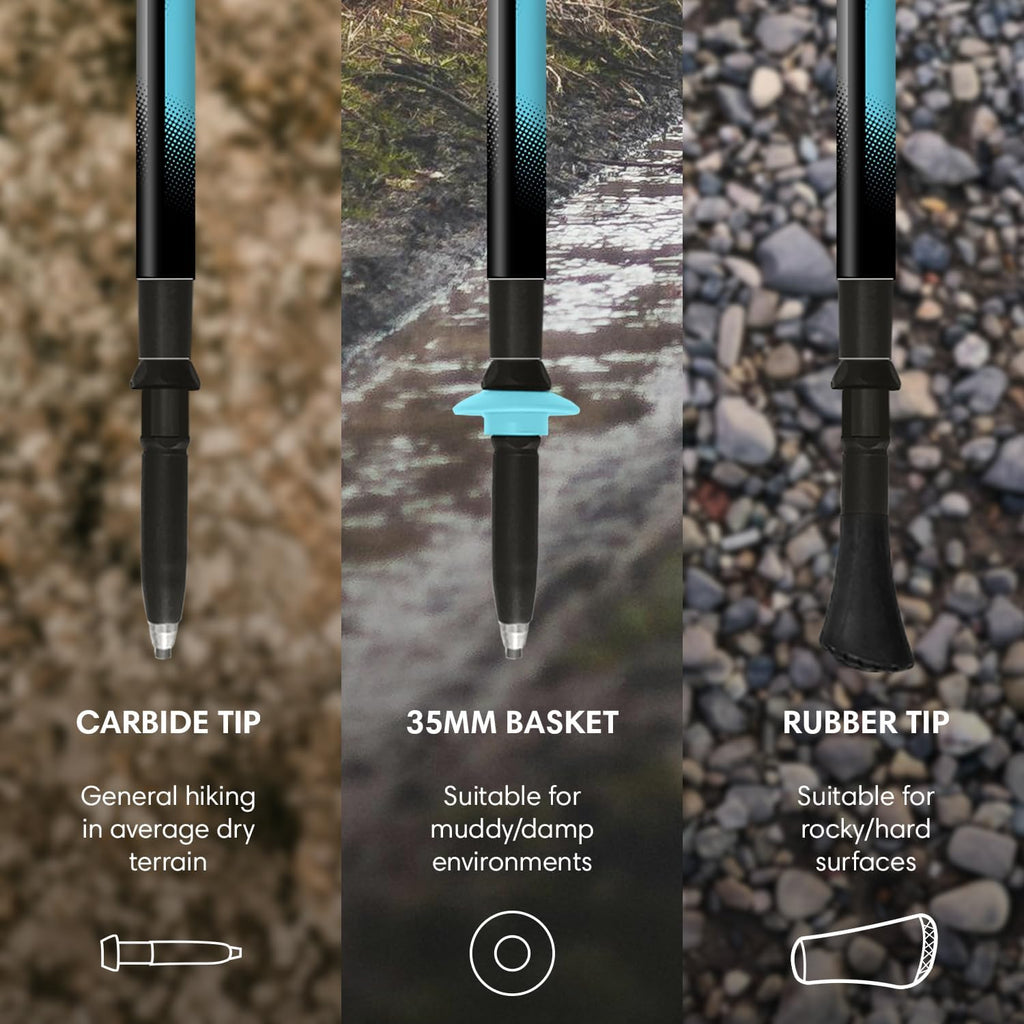 Fizan Lite Tech Nordic Trekking Poles – Ultralight 6.2 oz, Backpacking, Hiking Poles, Adjustable, Telescoping, Walking Sticks