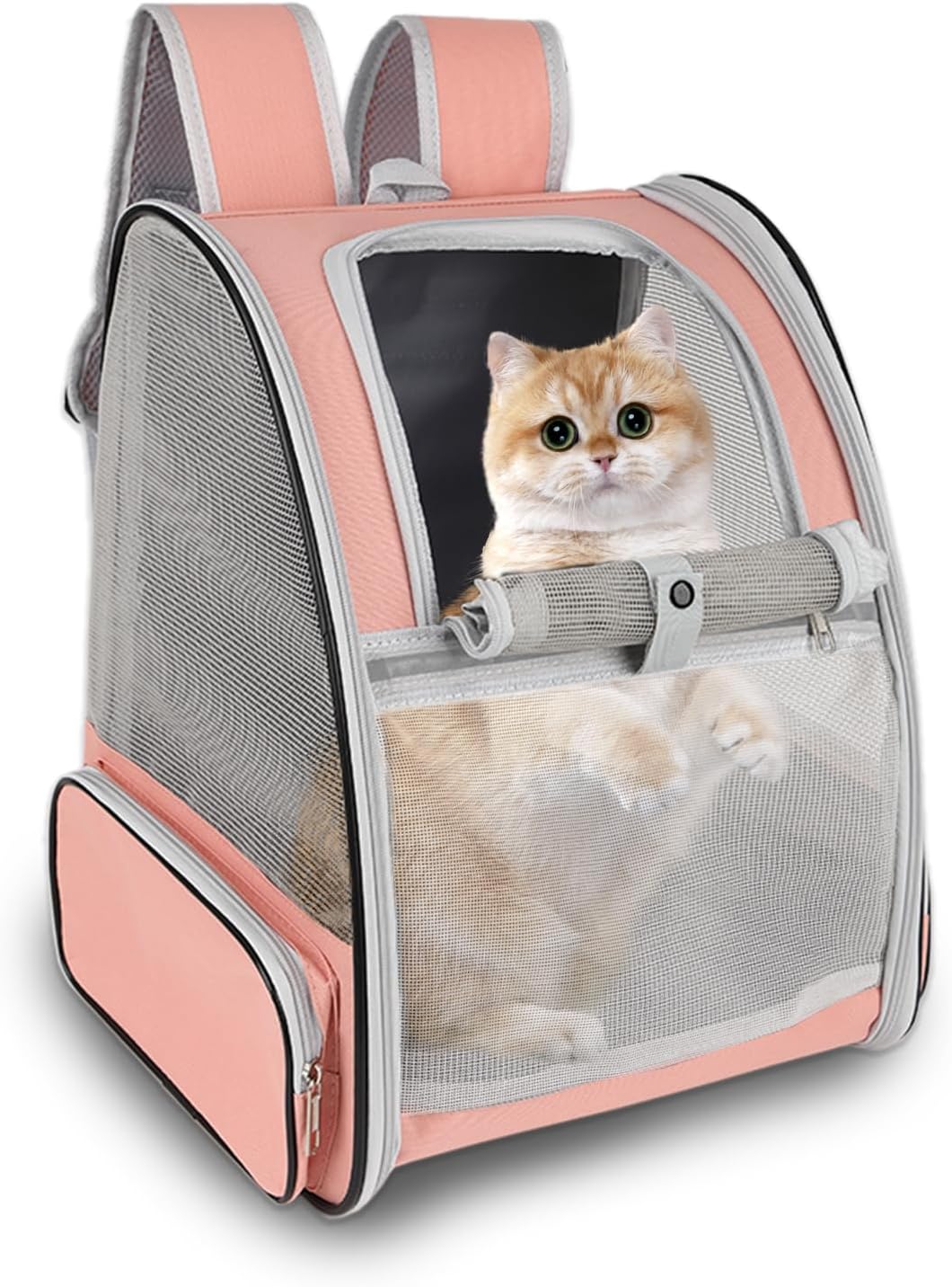 Cat Backpack Carrier,Pet Carrier Airline Approved for Small Dog Cat Puppy Kitten Bunny,Ventilated Mesh Design Animal Backpack for Hiking Camping Travel Bag (Pink)