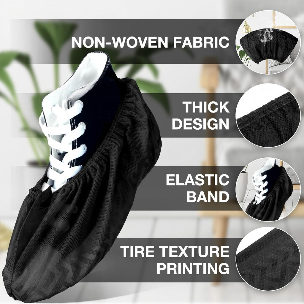 600 Packs Disposable Boot Shoe Covers Non Slip, Black