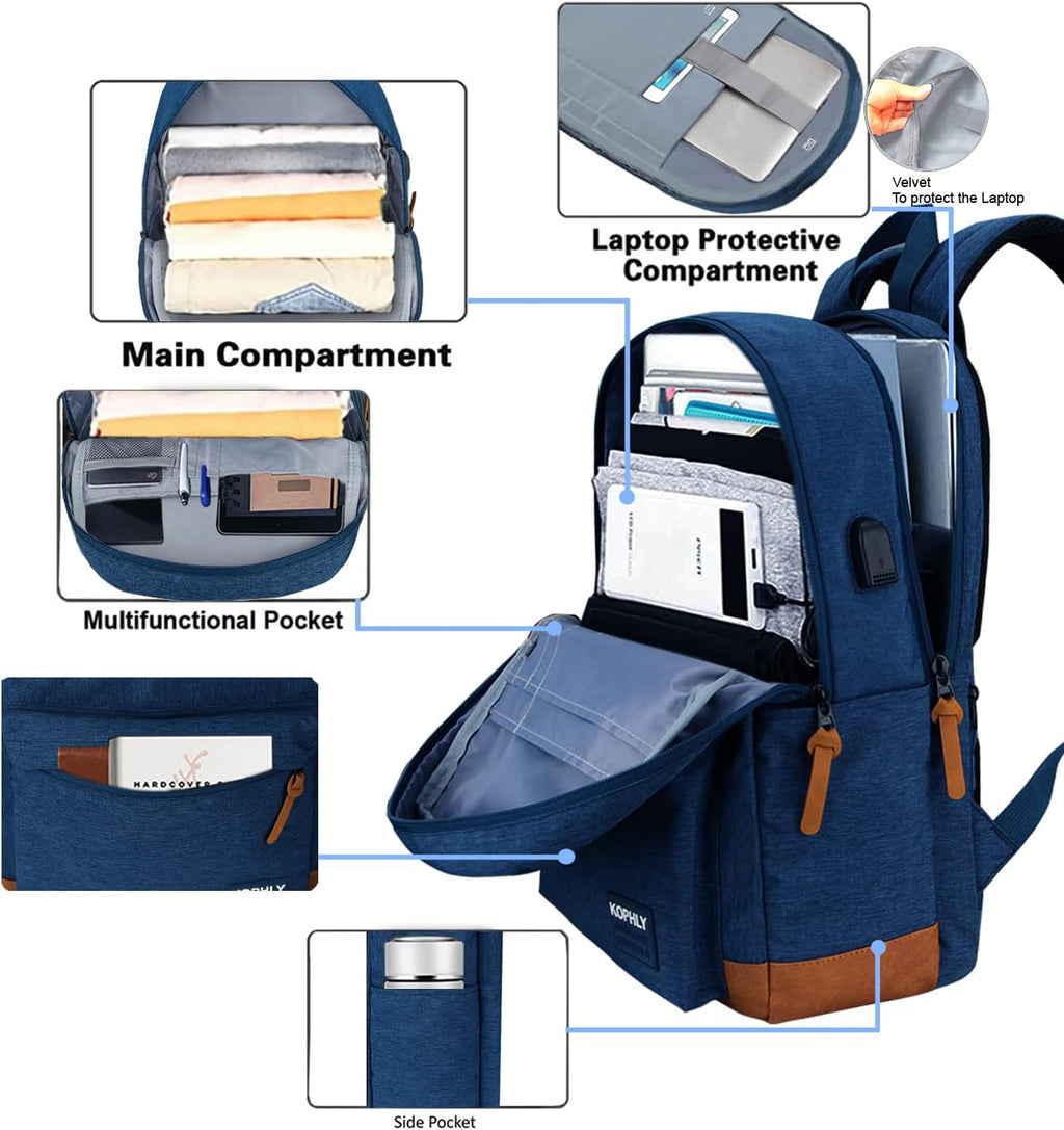 SUPACOOL Large Laptop Backpack with USB Charging Port for Men and Women
