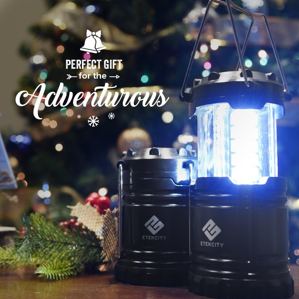 Etekcity LED Camping Lanterns, Battery Operated, 2 Pack | Power Outages, Hurricane Preparedness, Camping, Emergency Kit, Water Resistant, Collapsible Design, Batteries Included