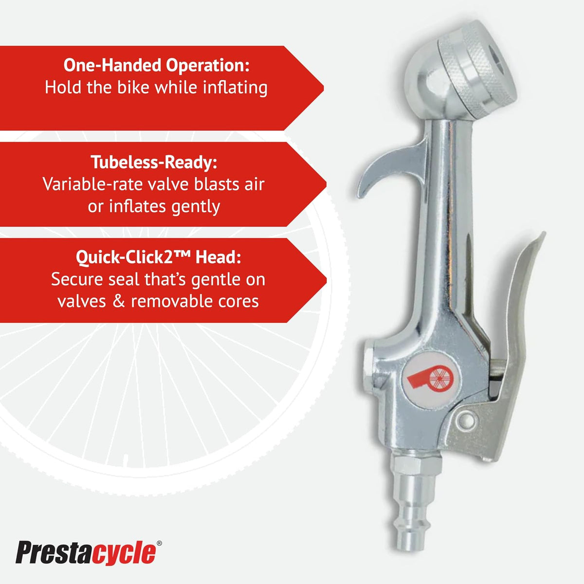 Prestacycle Prestaflator Mini Pro, Bike Tire Inflator Head, Bicycle Air Pump Valve Presta Push-to-Inflate Tool for Air Compressor Lines, Bike Tools & Maintenance, Mini Pro Inflation Tool