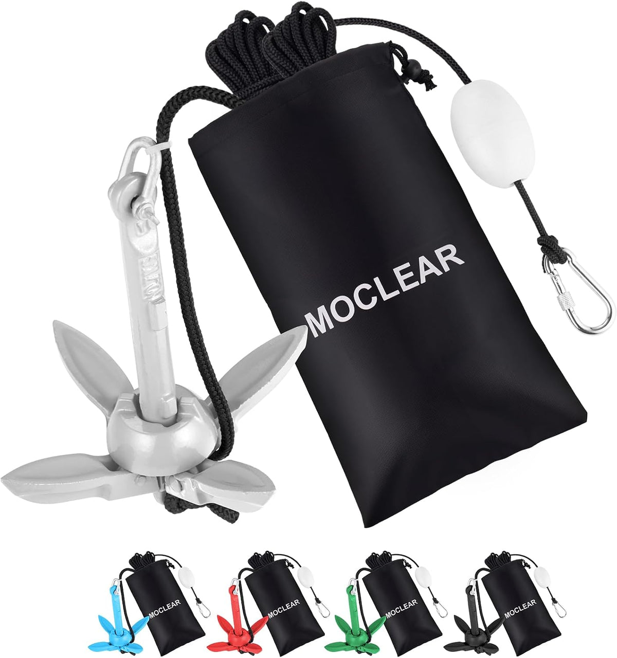 Kayak Anchor Kit, 1.5/3.5 lb Compact Folding Grapnel Anchor for Kayaks, Canoes, SUPs, Jet Skis, Small Boats - Lightweight Portable Marine Boat Anchor with Rust-Resistant Design