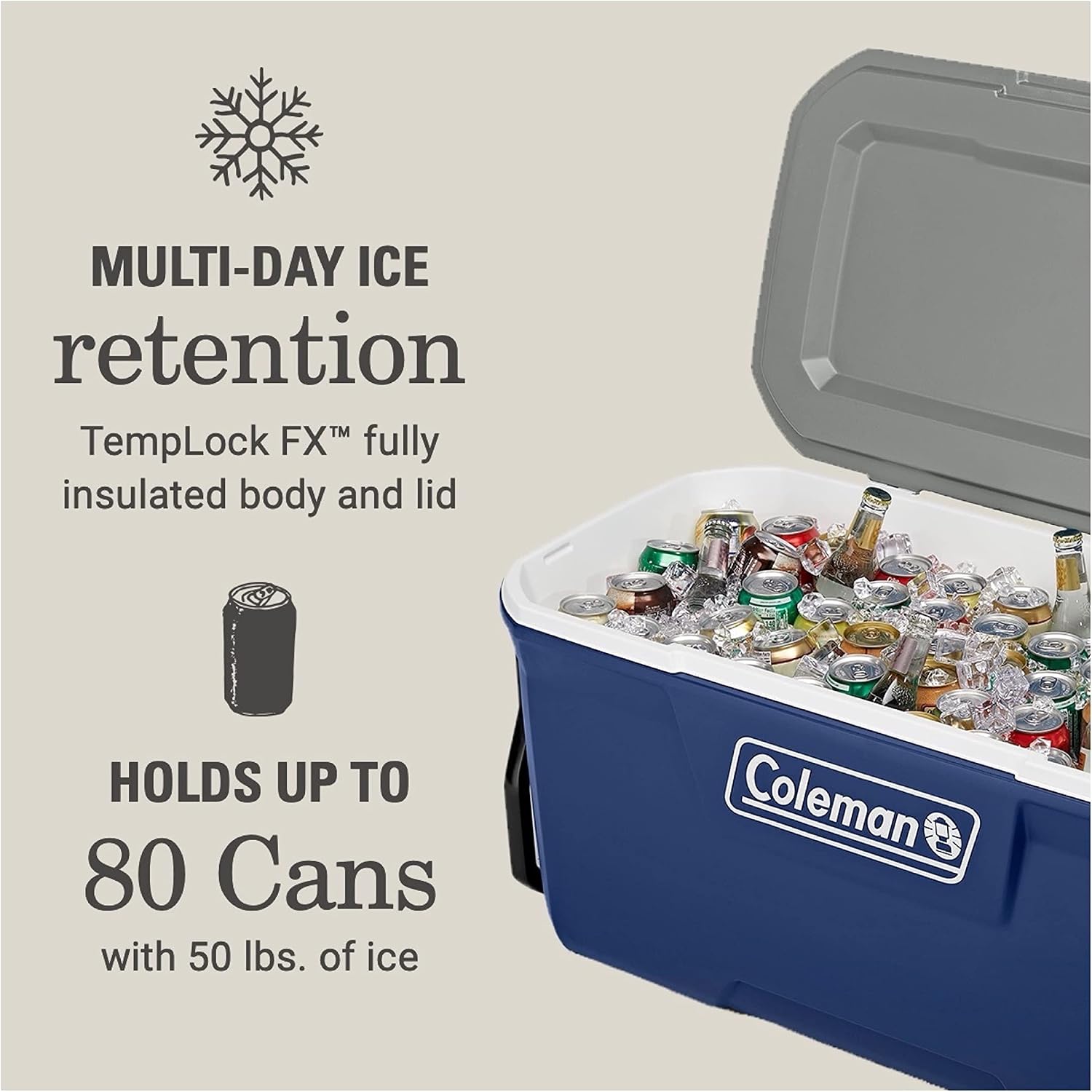 Coleman Classic Series Insulated Portable Rolling Cooler with Wheels, Leak-Resistant Outdoor Hard Cooler Keeps Ice up to 5 Days