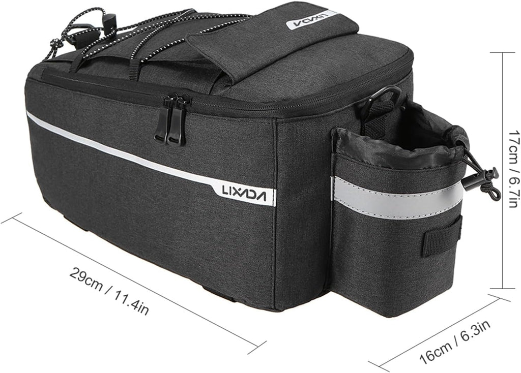Lixada Bike Panniers Bike Trunk Bag Insulated Bag for Warm/Cool Items, Bicycle Rear Rack Storage Luggage Bicycle Seat Multifunctional Insulated Trunk Cooler Bag Shoulder Bag 11.4 6.3 6.7in